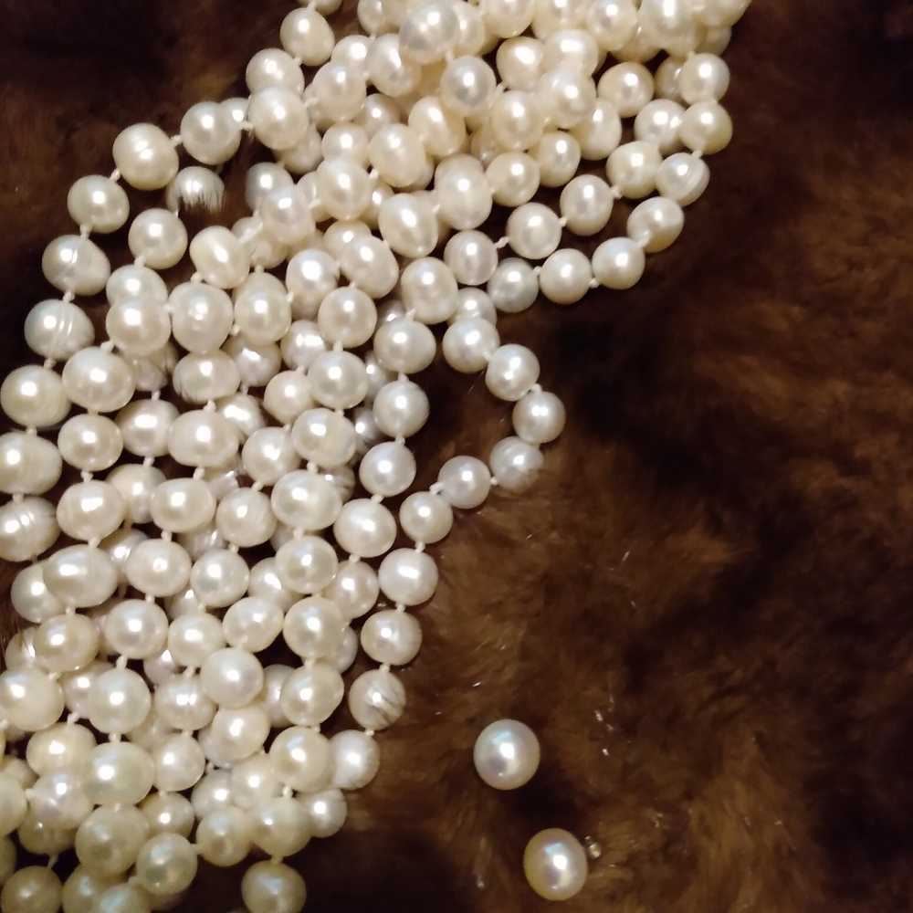 100 Inch Freshwater Plerl Necklace, Each Pearl Individually Knotted -5mm